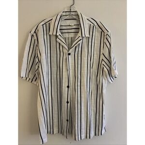 Zara Striped Linen Blend Shirt with Relaxed fit Size Men's Medium